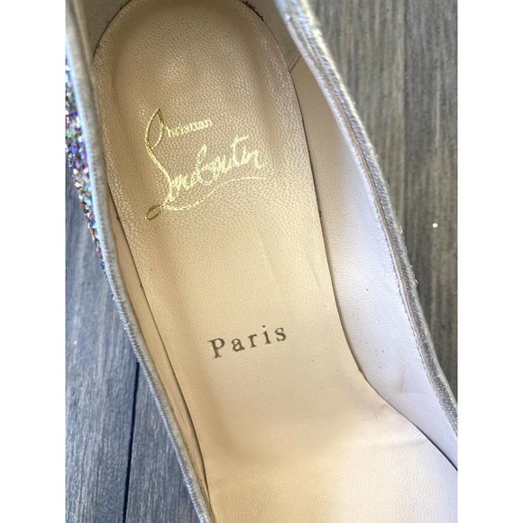 Christian Louboutin Authentic Rainbow Glitter Peep Toe Pumps EU 36 Size 4.5 - Picture 4 of 10